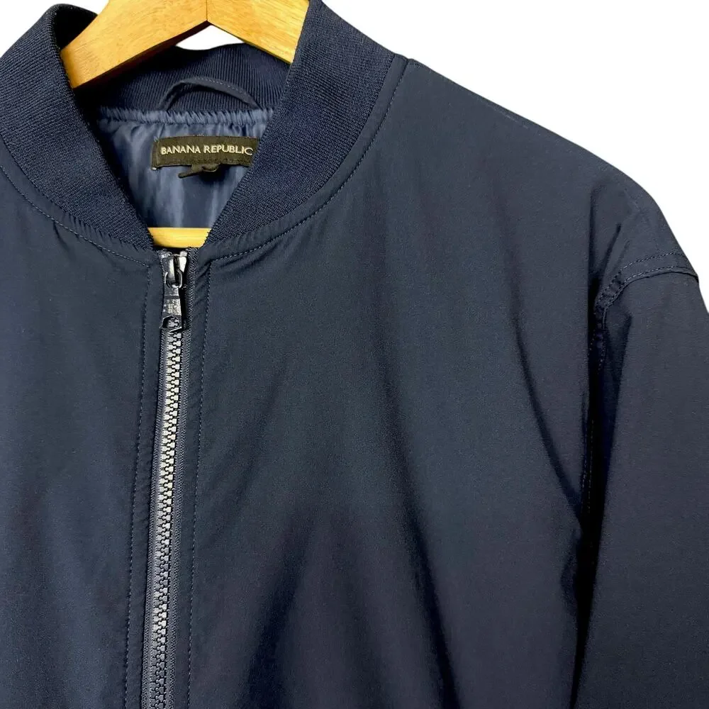 Banana Republic Bomber Jacket Men's XL Navy Blue Preppy Pocket Full Zip Up